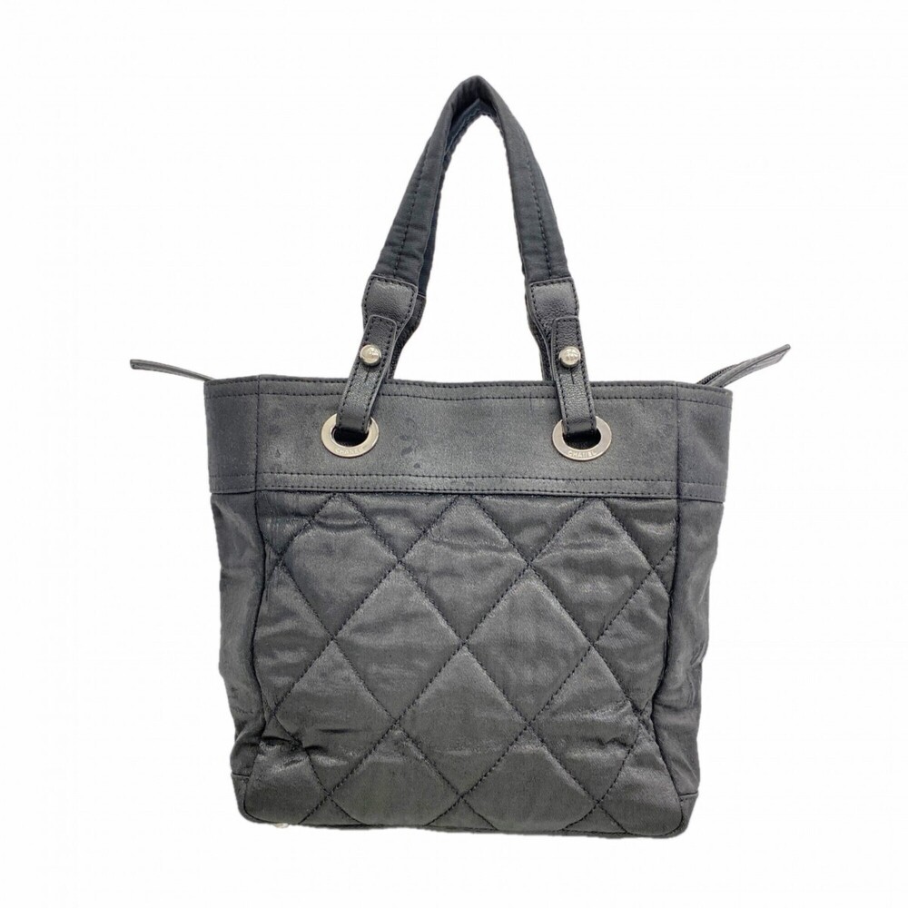 CHANEL Black Canvas Tote Bag